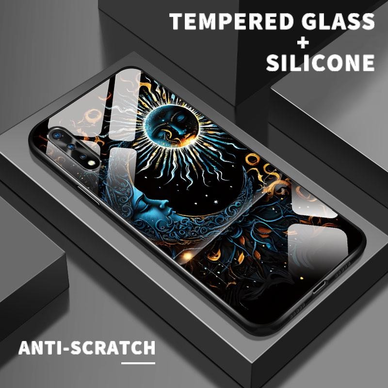 Casing For IQOO Neo U5x Z6 5G Z7i Case Tempered Glass Silicone Artistic Simple Sun Sun Back Cover