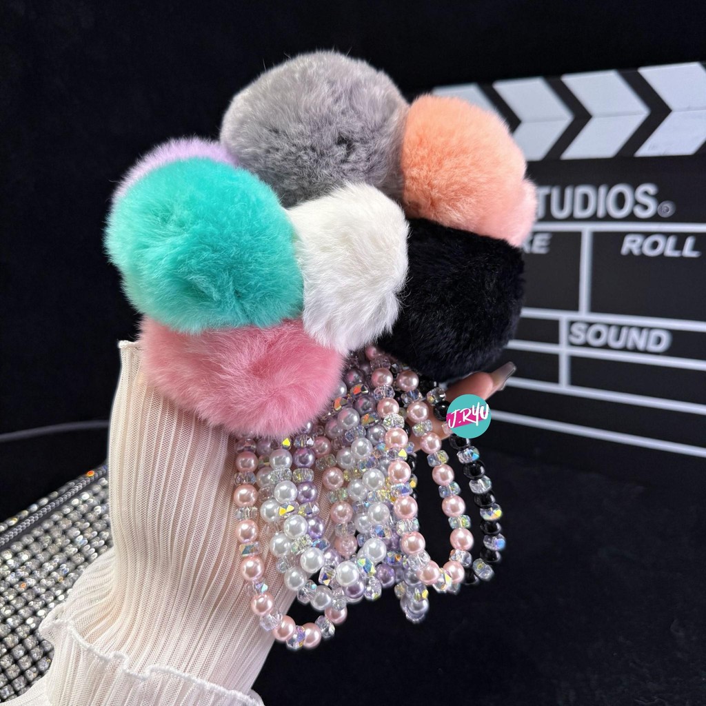 JRYU Gantungan HP Korea TARA Crystal Furball gantungan gelang kristal gantungan tas gantungan kunci