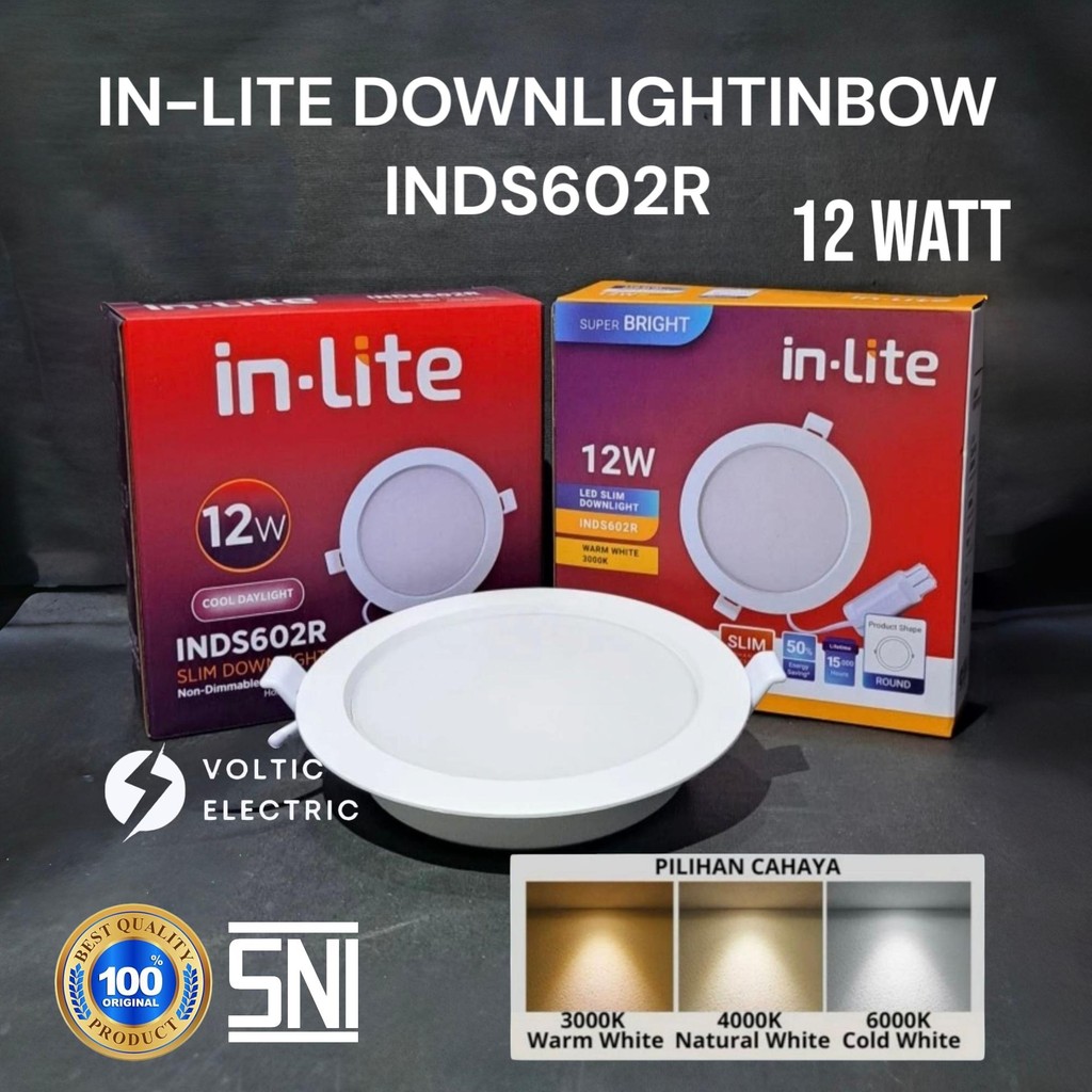 Lampu Downlight Led Plafon Inlite 12 Watt LED Downlight Slim INLITE INDS602R 12W WATT