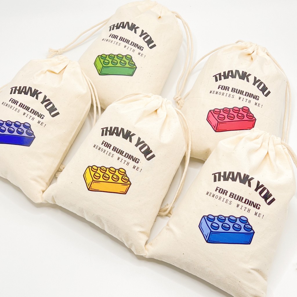 

5pcs thank you For Building Memories with me Bags boy girl Birthday Party decoration gift Children's birthday bag