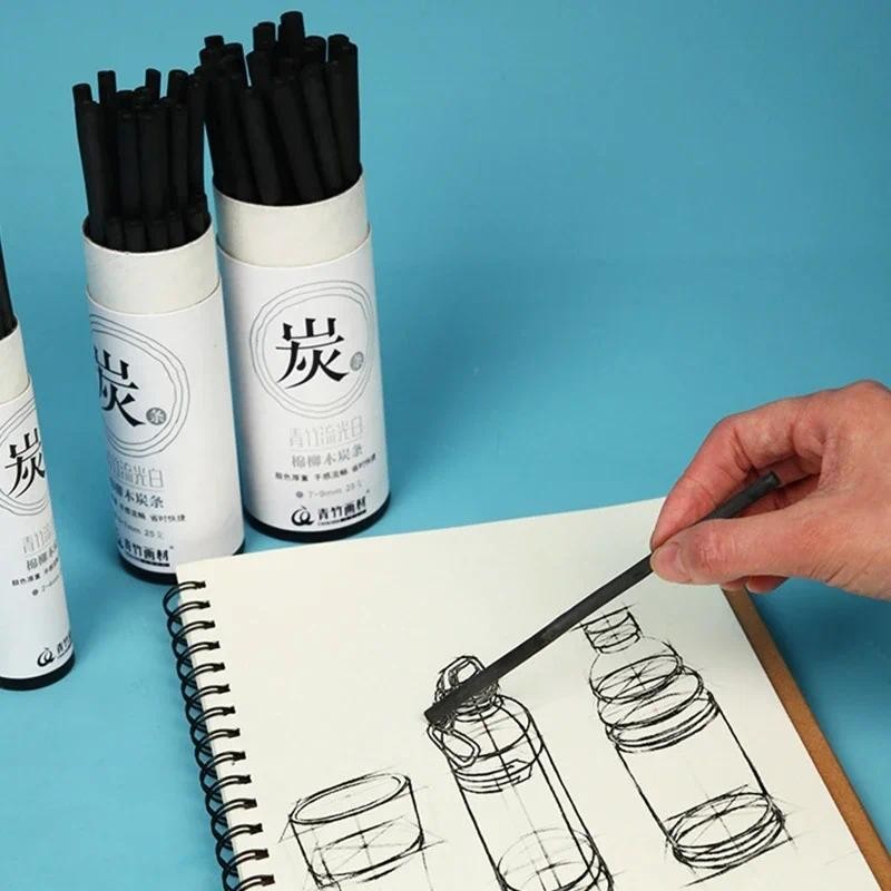 

25Pcs Pro Vine arcoal Sticks arcoal Pencils Sket ing Drawing Art Supplies For DIY Student Hobbyist Beginner Artist