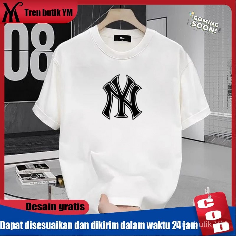COD Kaos Pendek NY Motif Hitam Kaos Atasan Pria Wanita S M L XL XXL Premium Unisex
