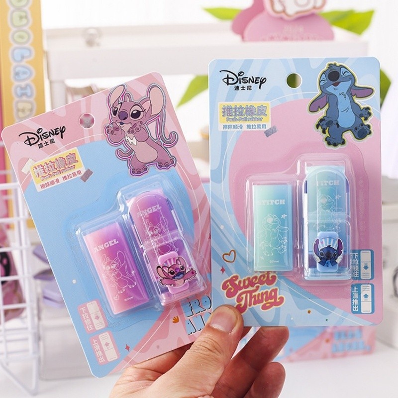 

Kawaii Disney Stitch Push Pull Eraser Cute Writing Drawing Pencil Erasers Stationery School Supplies