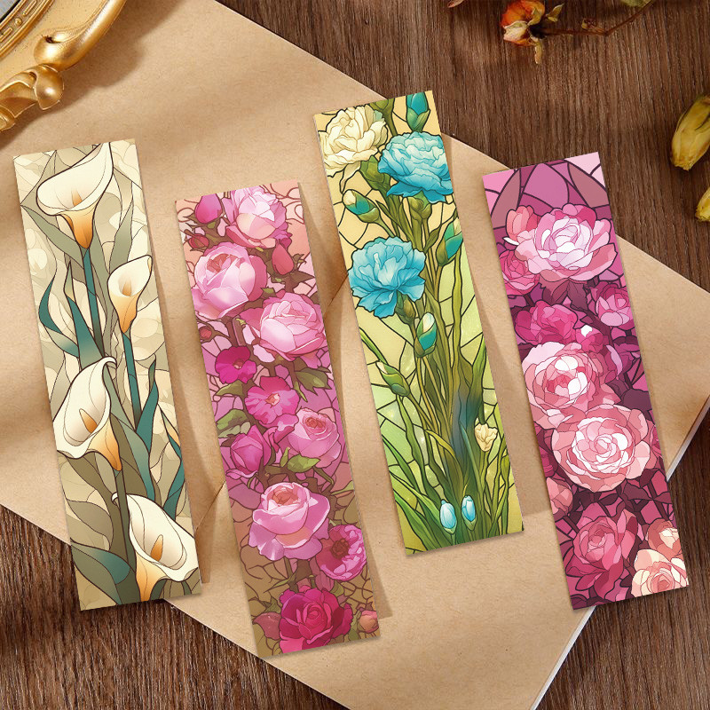 

30Pcs Glass Floral Stained Bookmarks Reading Pages Books Tagged Students Stationary Supplies DIY Creative Aesthetic Bookmark