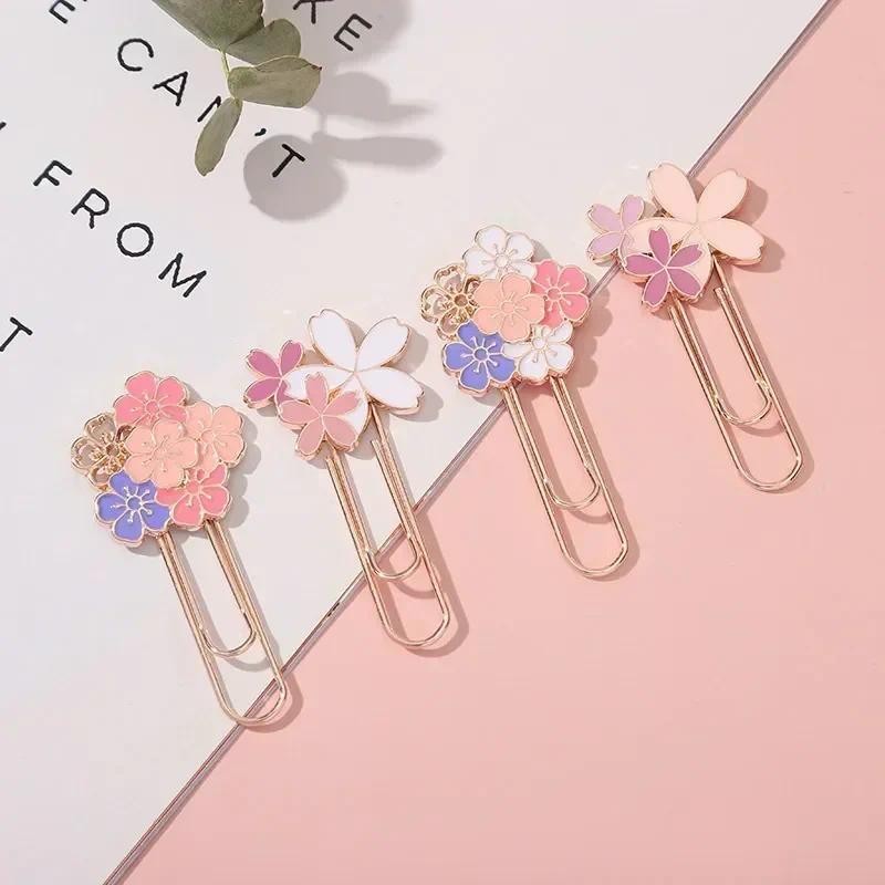 

1pc Pink Sakura Flowers Metal Bookmark Exquisite Cherry Blossom Paper Clip Kawaii Bookmarks Funny Gift Bookmarks