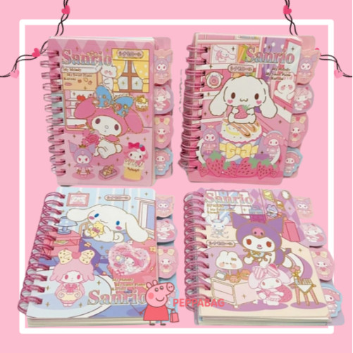 

Notebook Ring Buku Diary Aesthetic Buku Catatan Coil Book Sanrio Kuromi Melody Monroll 80 LEMBAR- ES0455
