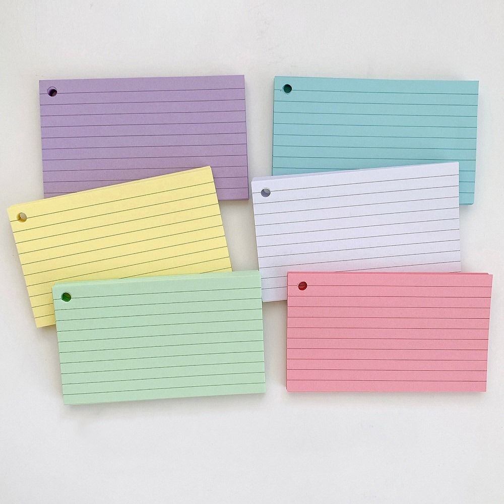 

50Pcs Binder Horizontal Line Memo Book Double-sided Loose-Leaf Index Cards With Cover Portable Flash Cards Student Revision Card