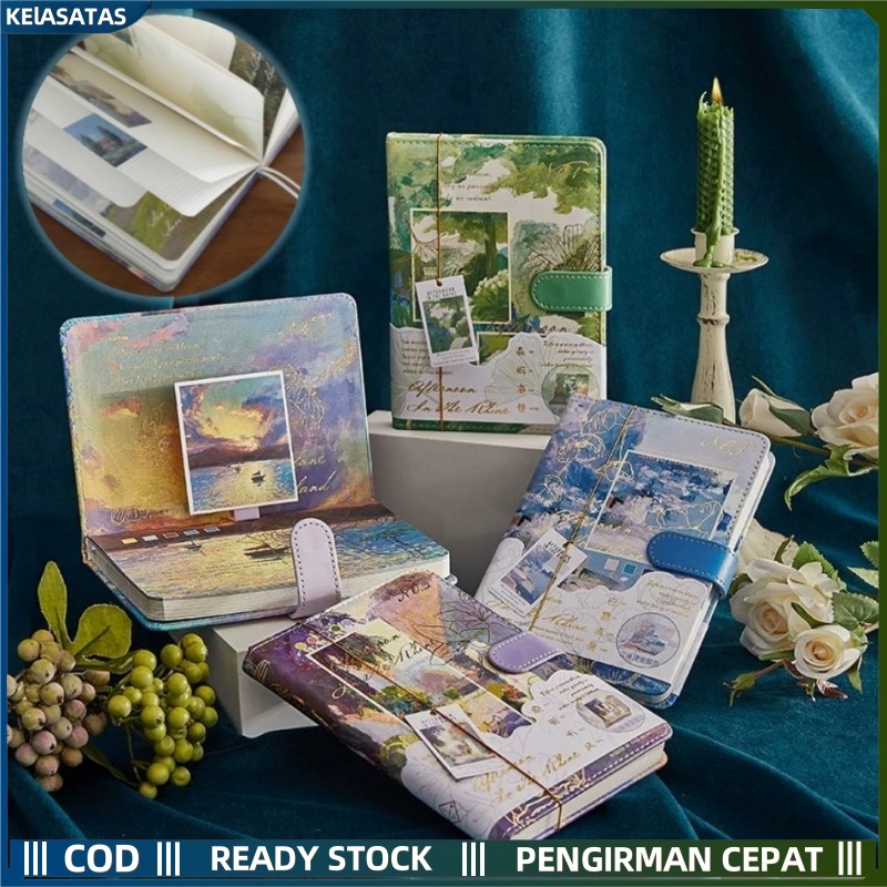 

BH01 KEIASATASBuku Catatan Lukisan Cat Minyak Pemandangan Alam Penuh Warna / Sampul Buku Catatan