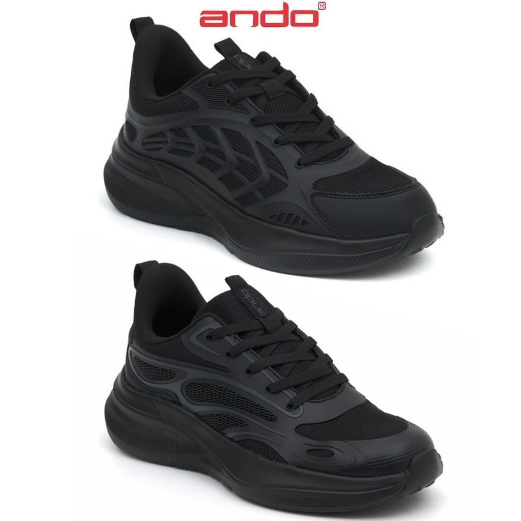 Ando Versus Sepatu Sneakers Sekolah 39-44 Sneaker Kasual Pria Hitam Polos Toisuta