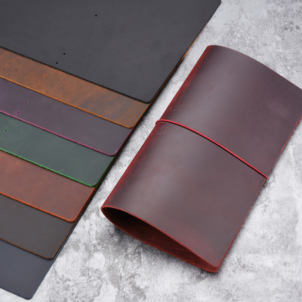 

DIY Notebook Cover Crazy Horse Leather A5/A6/ Standard/ Pocket/ Passport Size Traveler Journal Covers With Elastic Band