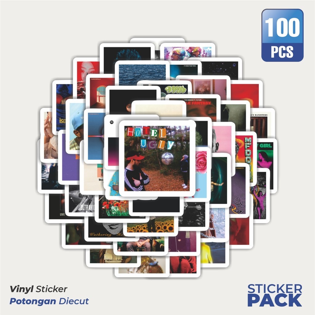 

100 PCS STIKER Cover Album Sticker Waterproof Aesthetic- Untuk Laptop, Motor, dan Helm - Paper Stationery Pack