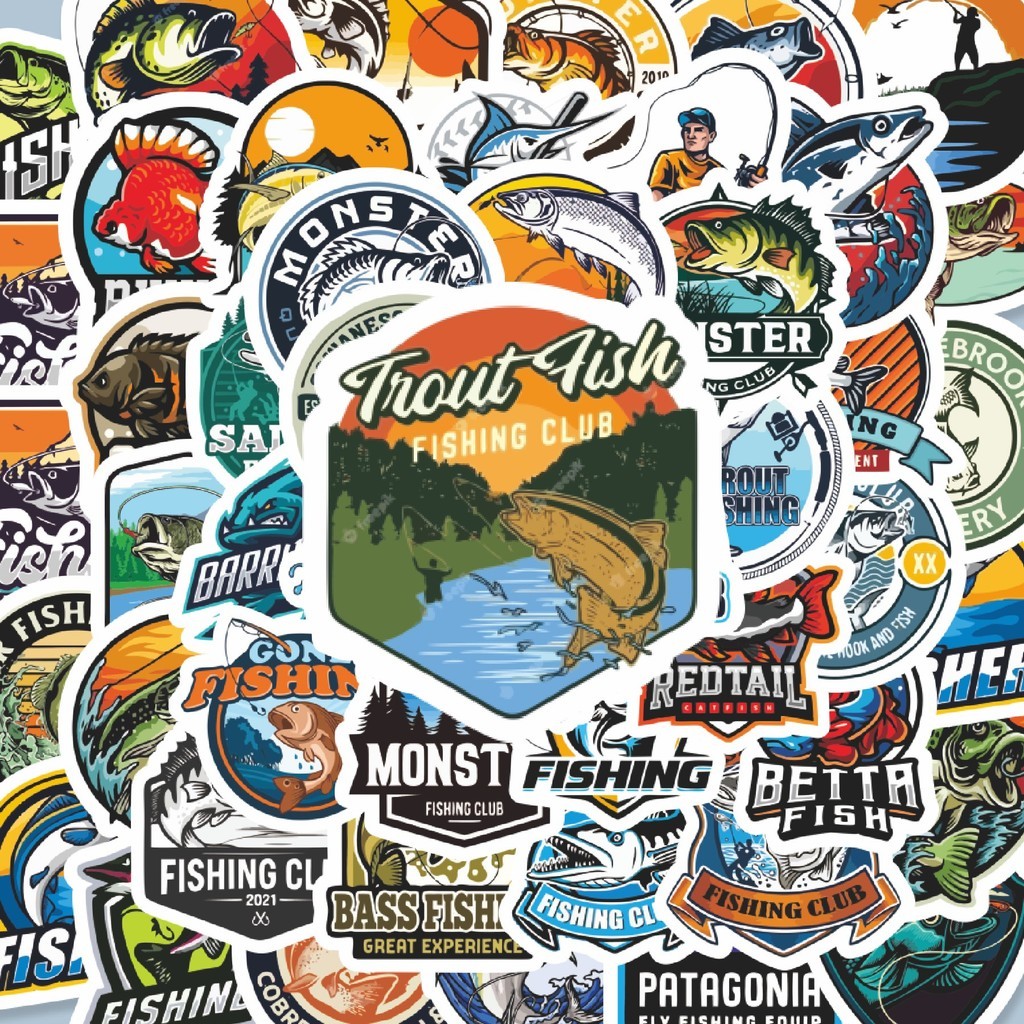 

100PCS Lucu Stiker Fishing Adventure/Mancing Stiker Aesthetic Stiker Anti Air Stikers Berperekat Waterproof sticker decal buat Motor Helm Buku Journal Koper Casing HP Laptop Botol Minum Hadiah anak