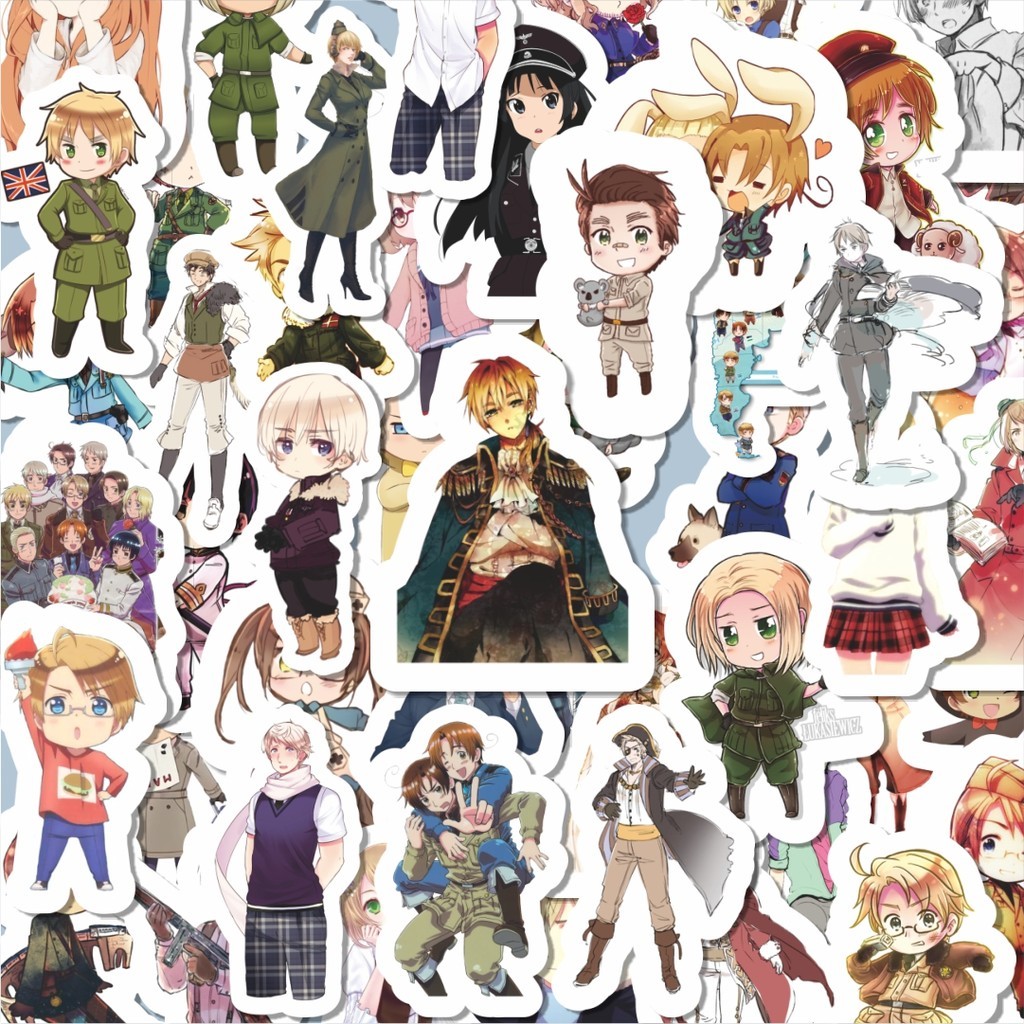 

100PCS Lucu Stiker Anime Hetalia: Axis Powers Stiker Aesthetic Stiker Anti Air Stikers Berperekat Waterproof sticker decal buat Motor Helm Buku Journal Koper Casing HP Laptop Botol Minum Hadiah anak