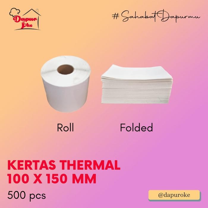 

Kertas Thermal 100 x 150 mm 500 pcs Stiker Label Barcode A6 - Folded