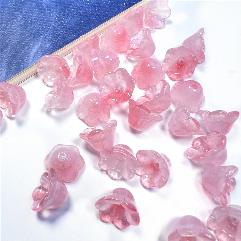 

50pcs 12mm Colorful Flower Lampwork Beads Trumpet Flower Glass Beads For Jewelry Making Hairpin Handmade DIY Accessories