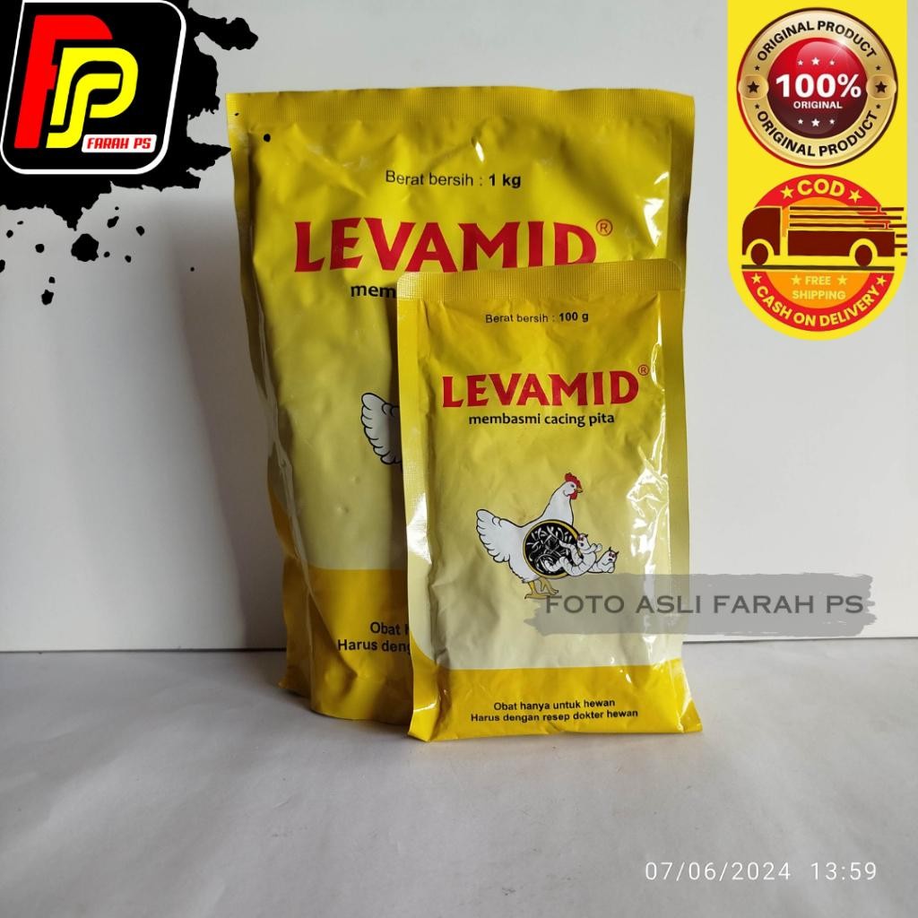 Levamid 1 kg basmi Cacing pita - LEVAMID Obat Cacing Pita Gilik Ayam Burung Unggas Hewan