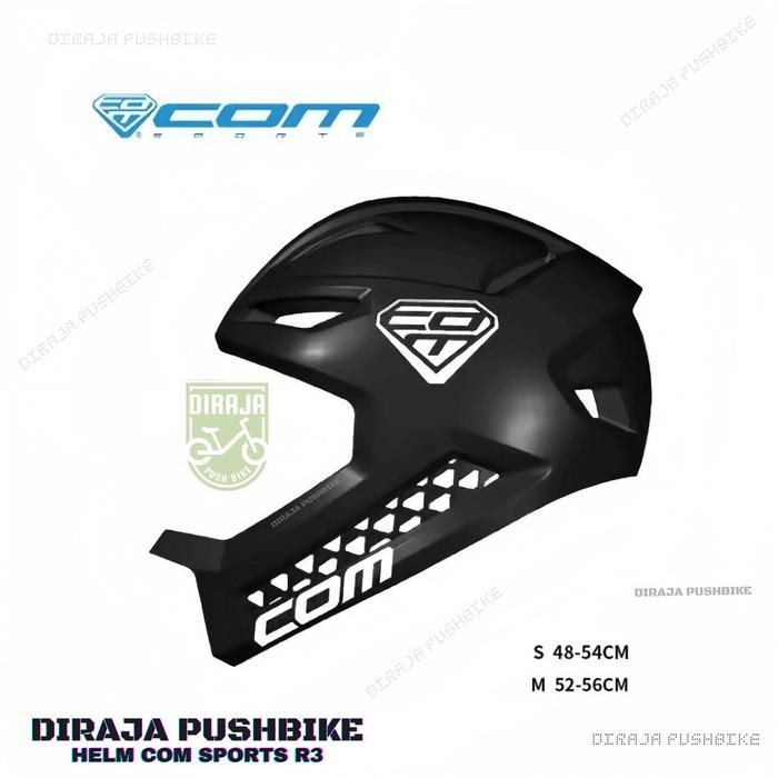 HELM PUSHBIKE COM SPORTS R3 COMSPOSRTS BALANCE BIKE PUSHBIKE MTB ORI - BLACK GLOSSY, M (51-54)