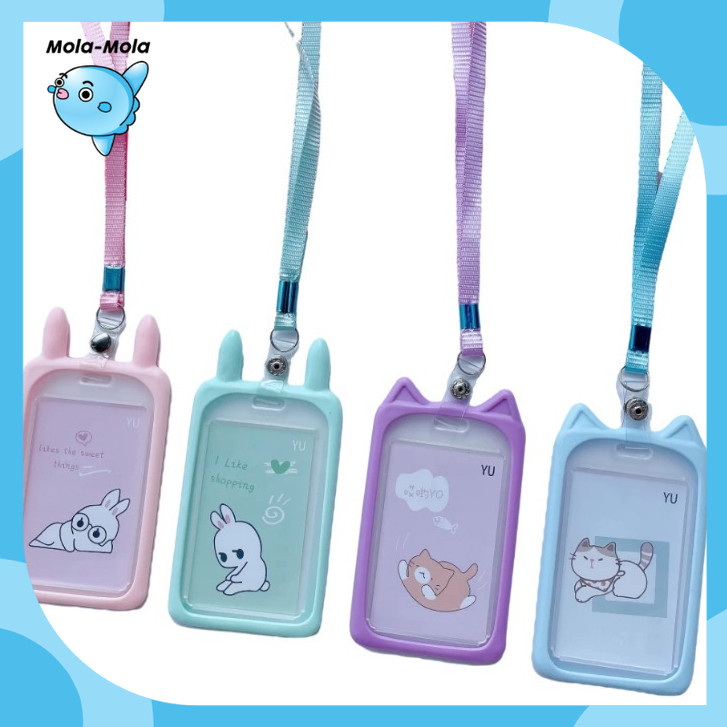 

ame Tag Lanyard Gantungan Kartu Motif Kuping / Id Card Holder Akses MRT Busway E-Money Bentuk Karakter Warna Paste Y3424