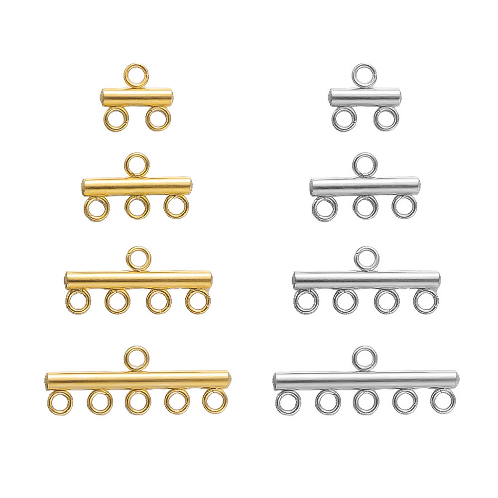 

10pcs Stainless Steel Layer Necklace Bracelet Clasp Bails 5 Loops Drop Earrings Chains Connectors DIY Jewelry Findings Supplies