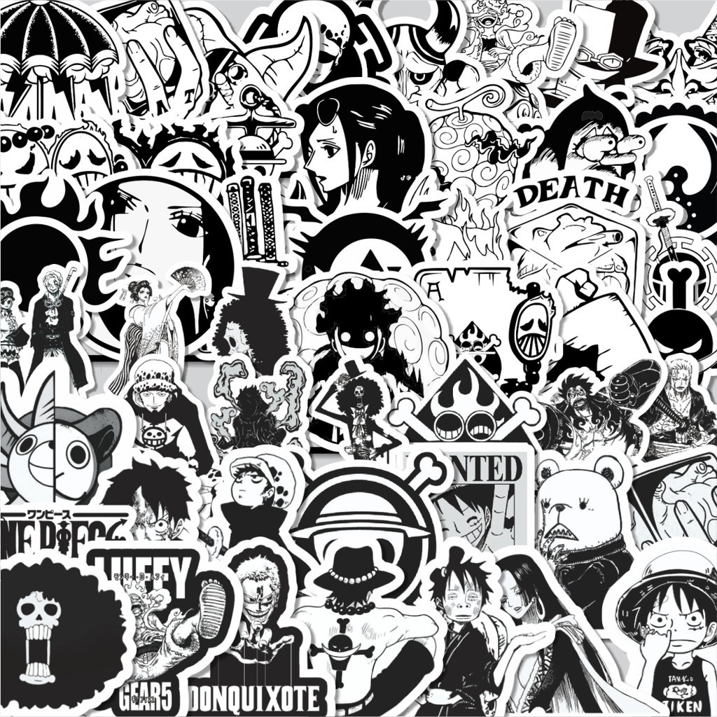 

Stiker Cutting Pack Stiker Anime One Piece Black & White Versi 12 Isi 100Pcs Series Aesthetic Lucu Keren Untuk Koper Bahan Vynil