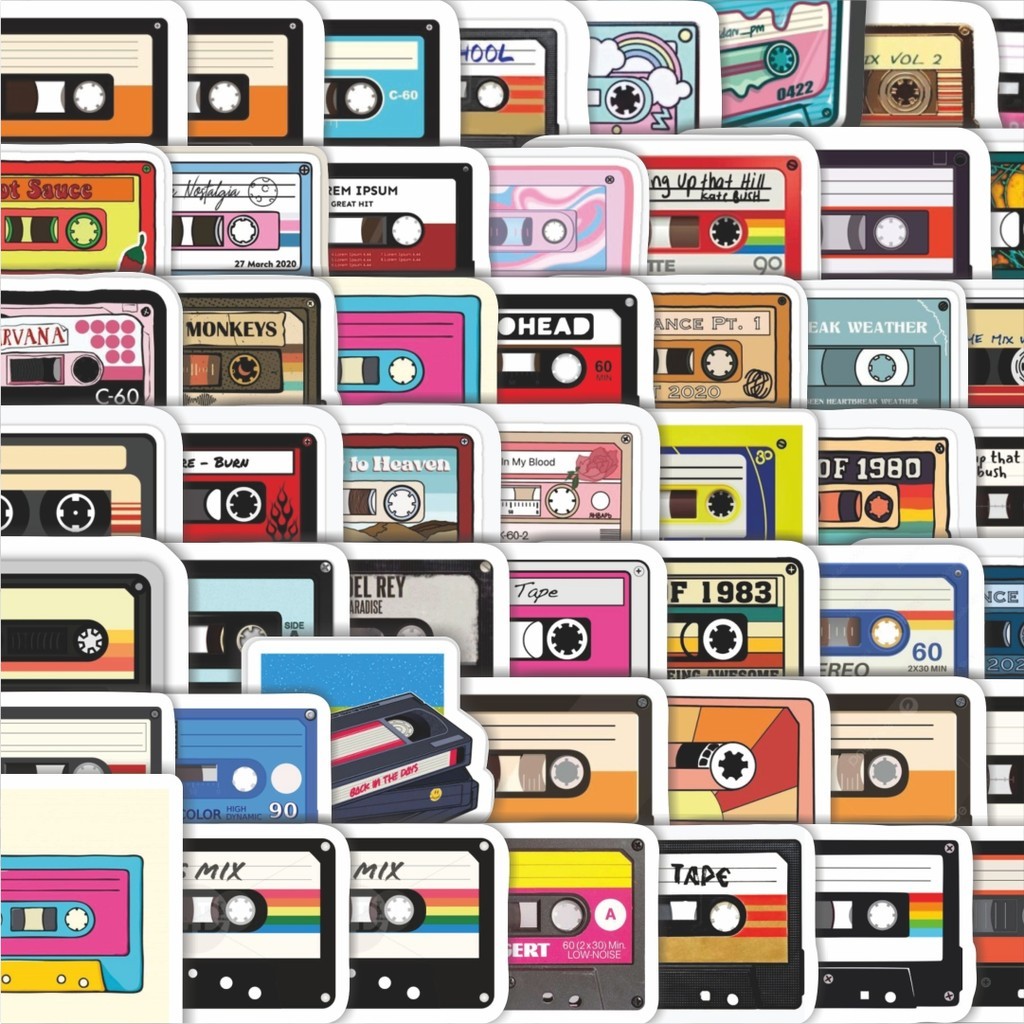 

Stiker Cutting Pack Stiker Audio Tape Isi 100Pcs Series Aesthetic Lucu Keren Untuk Koper Bahan Vynil