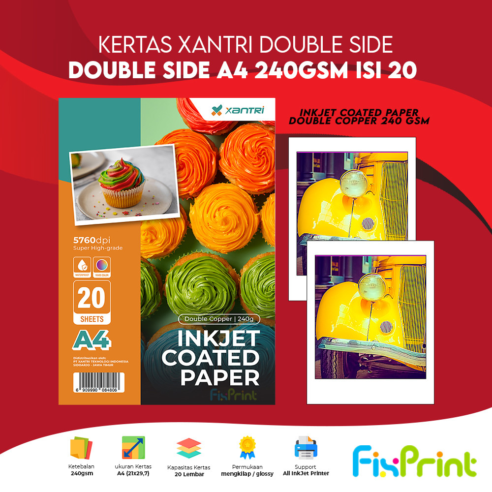 

Kertas Xantri Photo Glossy 120gsm / 200gsm / 230gsm / 240gsm / 260gsm One Side Foto Paper Mengkilap Double Side A4 20 Lembar
