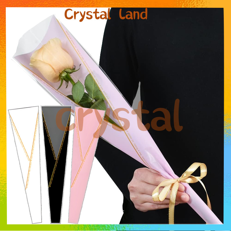 

20Pc Plastik Bunga Mawar 1 Tangkai Wrapping Plastik untuk Mini Buket Rose