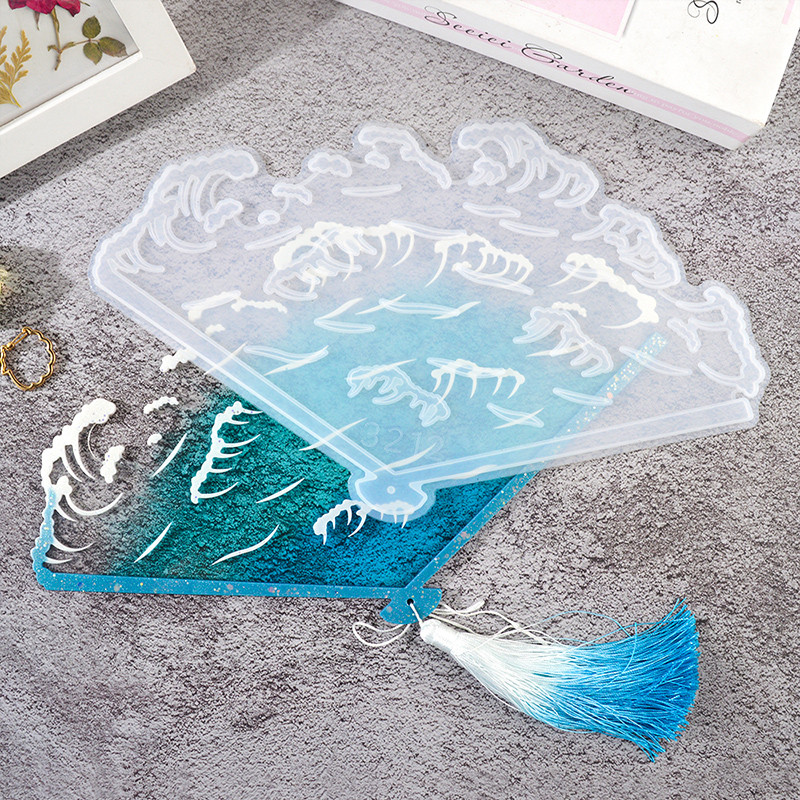 

DM366 Novelty Water Wave Shape Fan Silicone Mold Epoxy Resin Decoration Ornament Moules For Jeweley Making