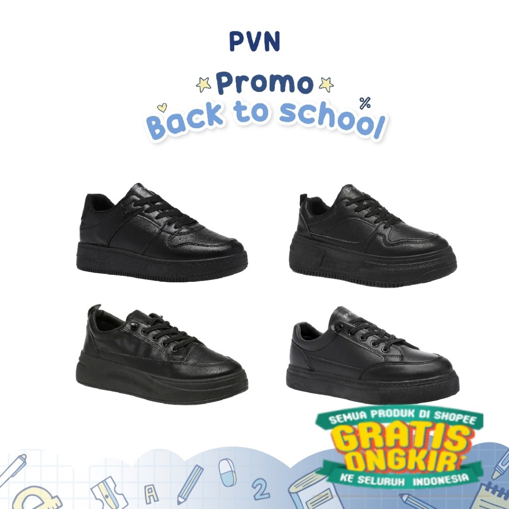 PVN Heejin Sepatu Sekolah Hitam Sneakers Wanita Sport Shoes Black 332/ 2025