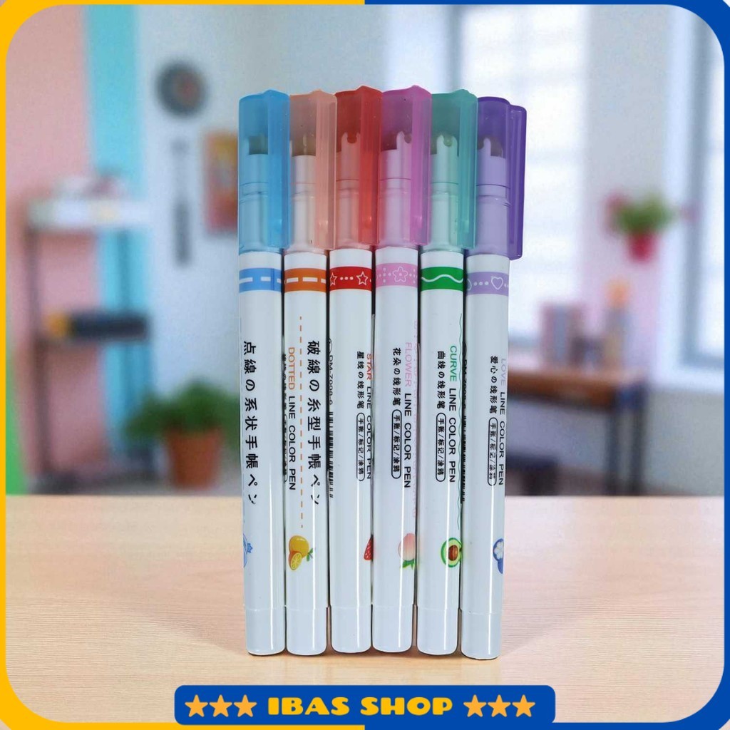 

Pena Spidol Renda Flower Line Shape Highlighter Pen 6PCS - DM-7006-8