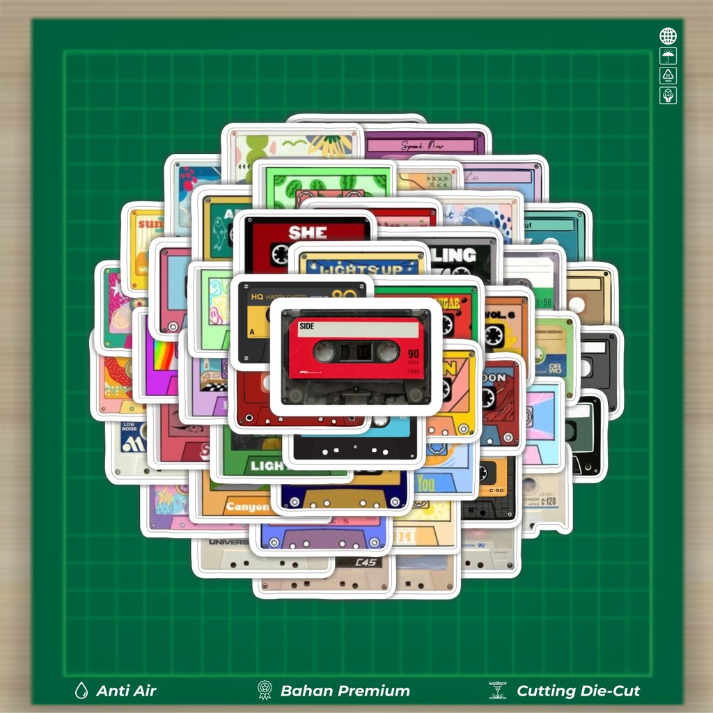 

HOT 50 PCS STIKER Stiker Cassette Tape (Kaset Audio) Stiker Fashion Cars Decal Dingin Kartu Album Custom Vinyl Anti Air- Sticker Aesthetic Buku Journal Koper Casing HP Tablet Laptop Helm Motor Botol Minum