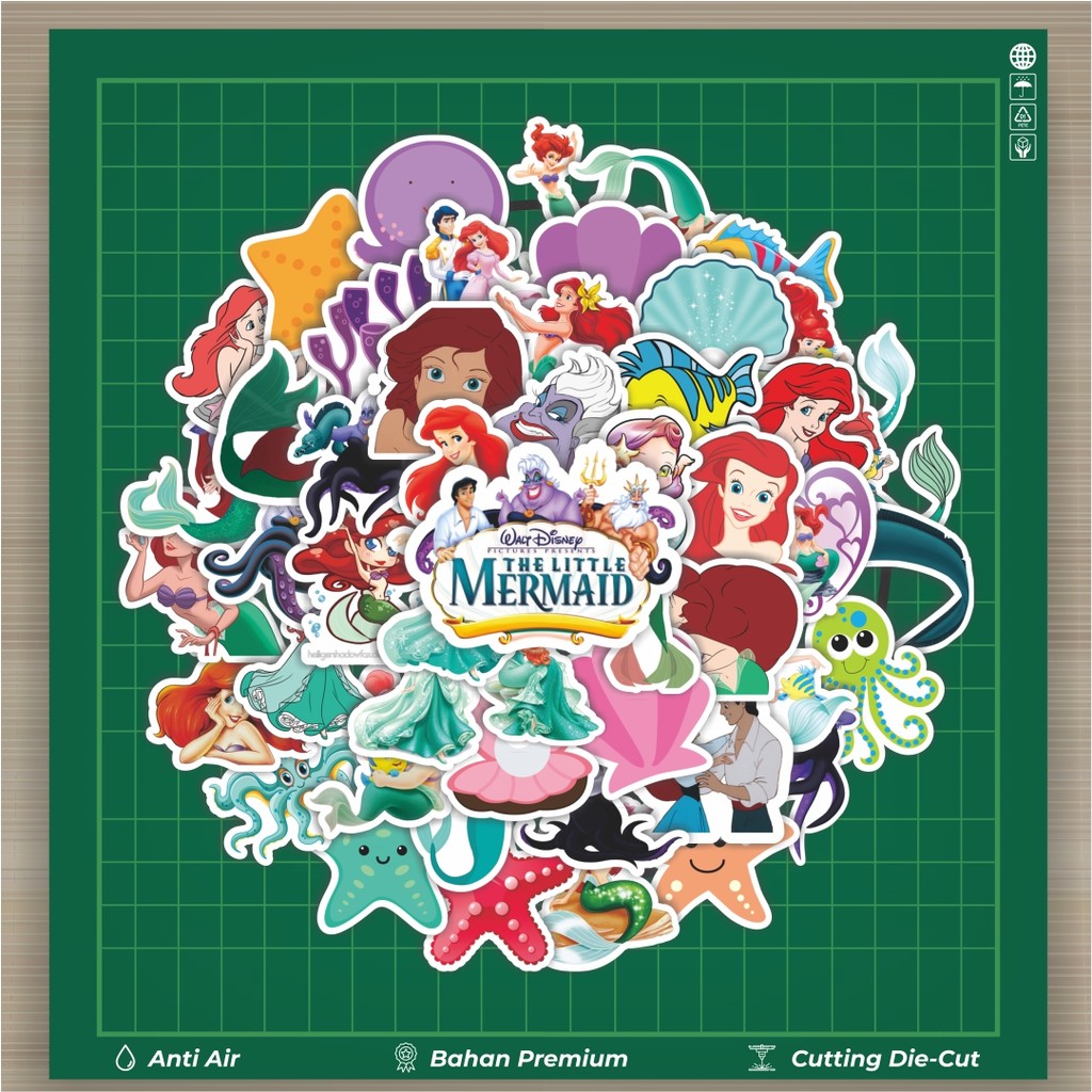 

HOT 50 PCS STIKER Stiker Kartun Disney The Little Mermaid Ariel Stiker Fashion Cars Decal Dingin Kartu Album Custom Vinyl Anti Air- Sticker Aesthetic Buku Journal Koper Casing HP Tablet Laptop Helm Motor Botol Minum