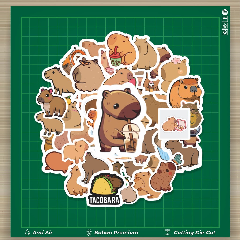 

HOT 50 PCS STIKER Stiker Hewan Cappybara [Kapibara-Hewan Pengerat] Stiker Fashion Cars Decal Dingin Kartu Album Custom Vinyl Anti Air- Sticker Aesthetic Buku Journal Koper Casing HP Tablet Laptop Helm Motor Botol Minum