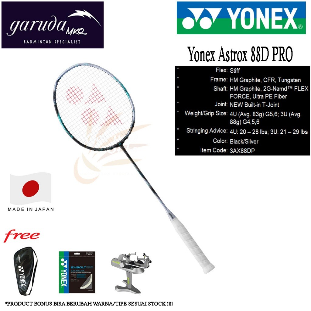 Raket Badminton Yonex Astrox 88D PRO Black Silver / ASTROX  88 D Pro / 3AX88D-P / RAKET BULU TANGKIS