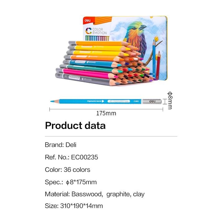 

Deli Pensil Warna Celup Halus 12/24/36 Warna, Bentuk Segitiga Ergonomis EC00205 EC00225 EC00235 Cat Kayu - 24 Warna - EC00225