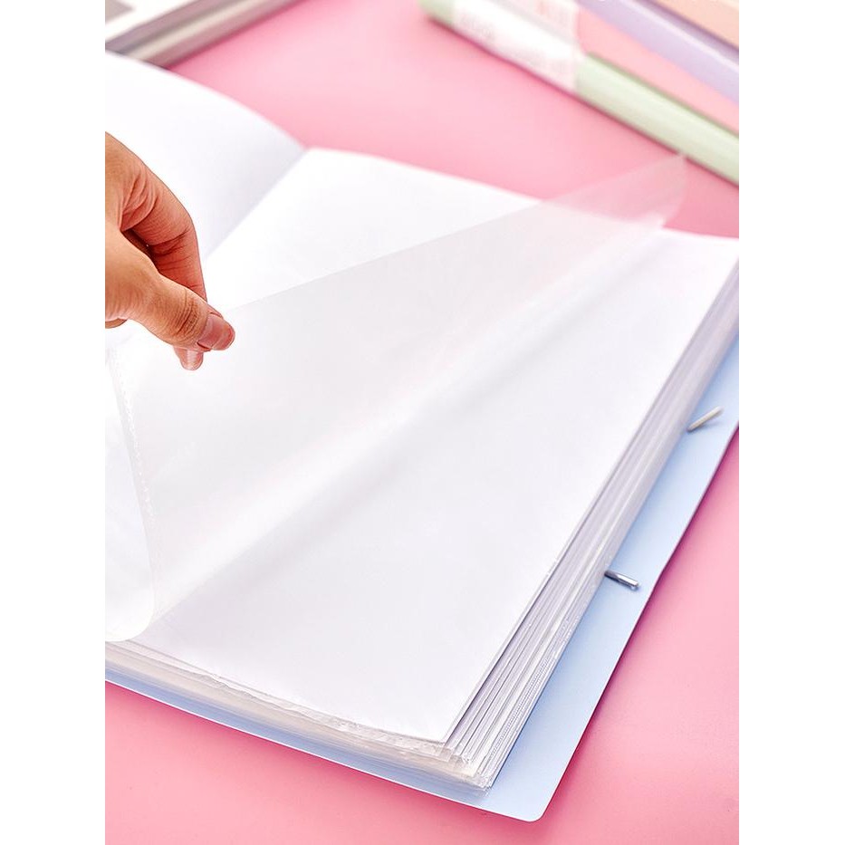 

map dokumen aesthetic A4 map folder f4 clear holder Document Keeper/map plastik dokumen - Qiqi Treasure - A4-PINK-20POCKET