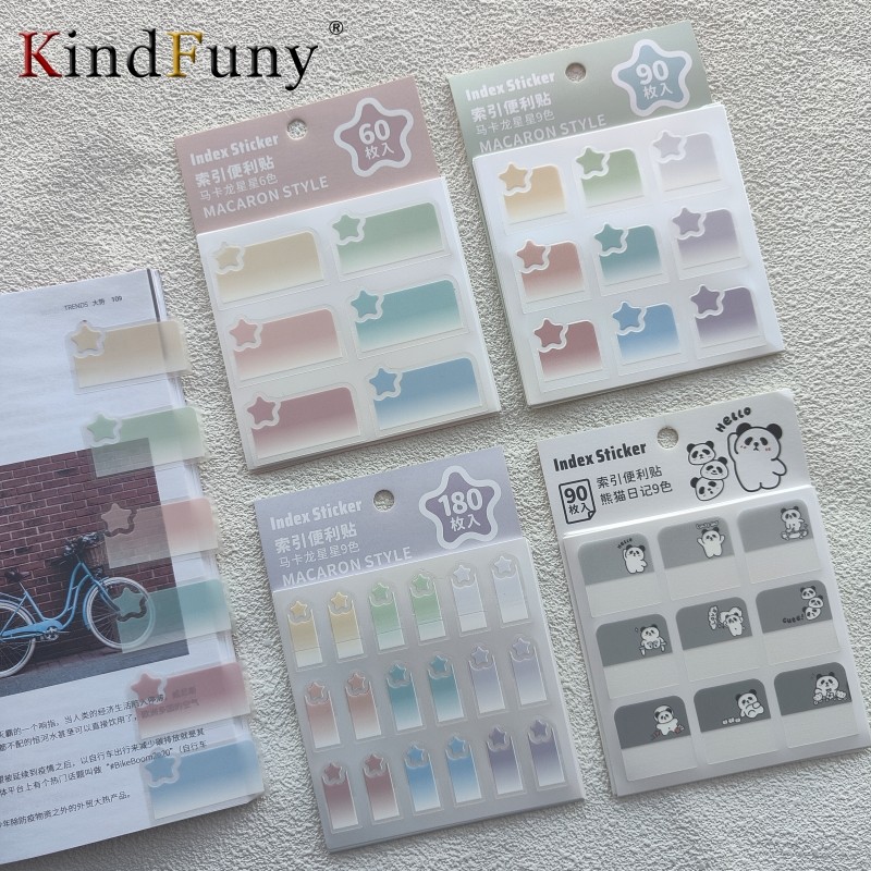 

KindFuny 60/90/180PCS Index Tabs Multicolor Classification Stickers Stationery Index Label Memo Notebook Cute Stickers Notes