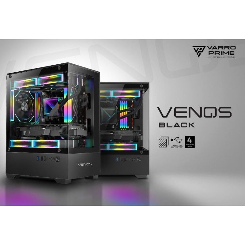 Casing Varro VENQS Black / White + 3 Fan RGB mATX