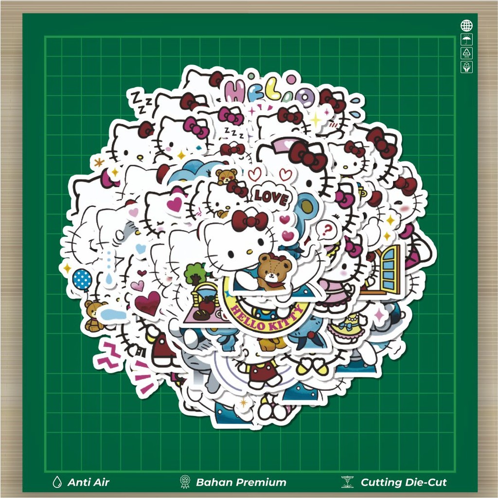 

HOT 50 PCS STIKER Stiker Kartun Hello Kitty V2 Stiker Fashion Cars Decal Dingin Kartu Album Custom Vinyl Anti Air- Sticker Aesthetic Buku Journal Koper Casing HP Tablet Laptop Helm Motor Botol Minum