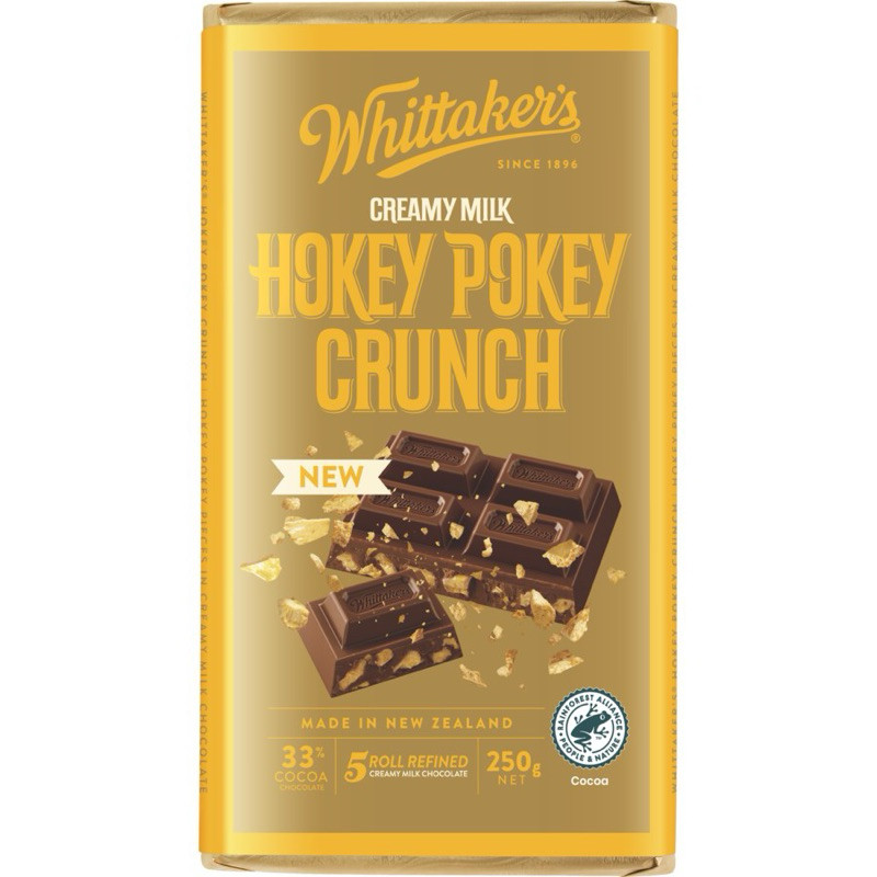 

Whittaker's Block Creamy Milk Hokey Pokey Crunch 33% Cocoa 250g - Australia