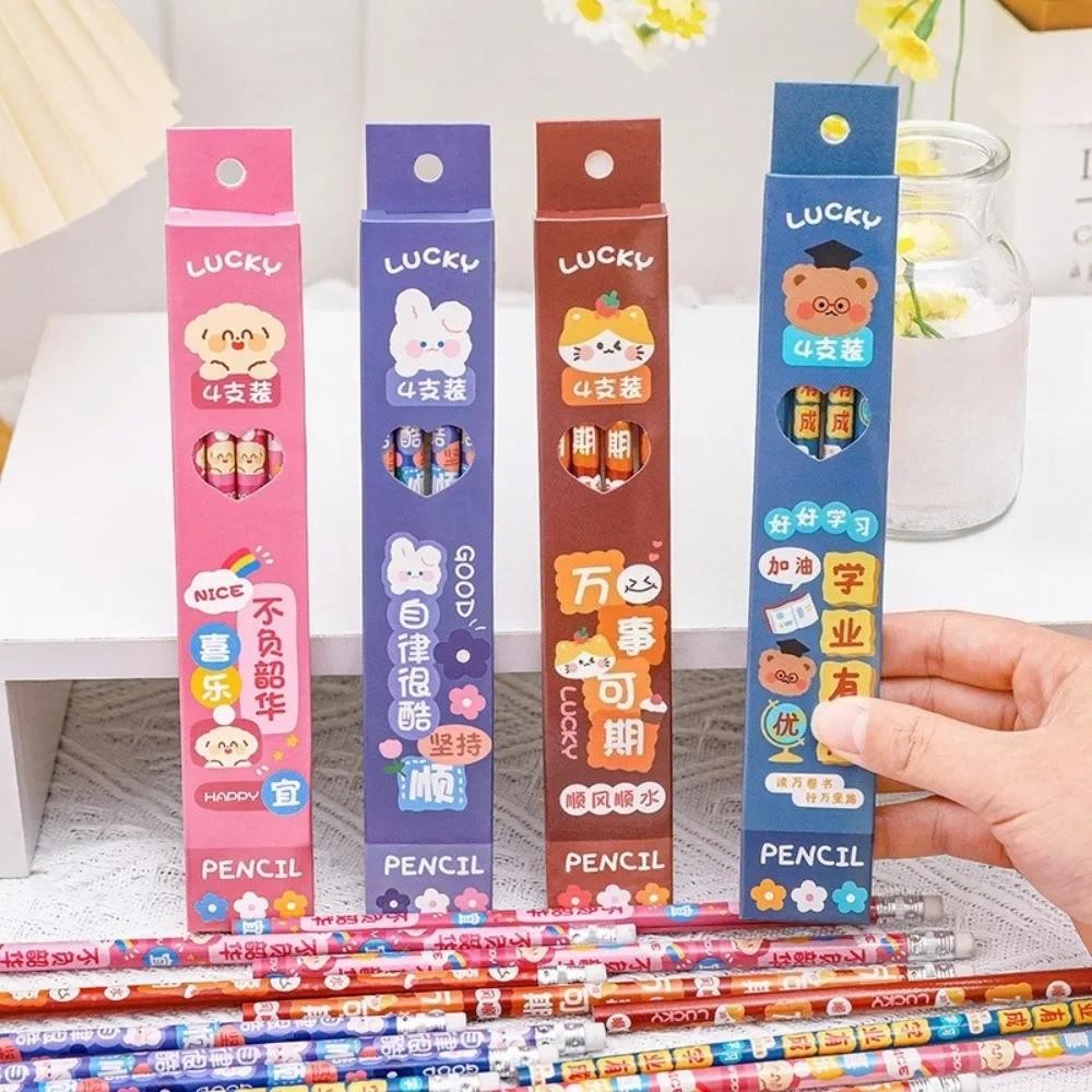 

Cartoon Cute Bear Rabbit Pencil Set Kawaii HB Sketch Drawing Items Student Stationery School Office Supplies Back To School Gift