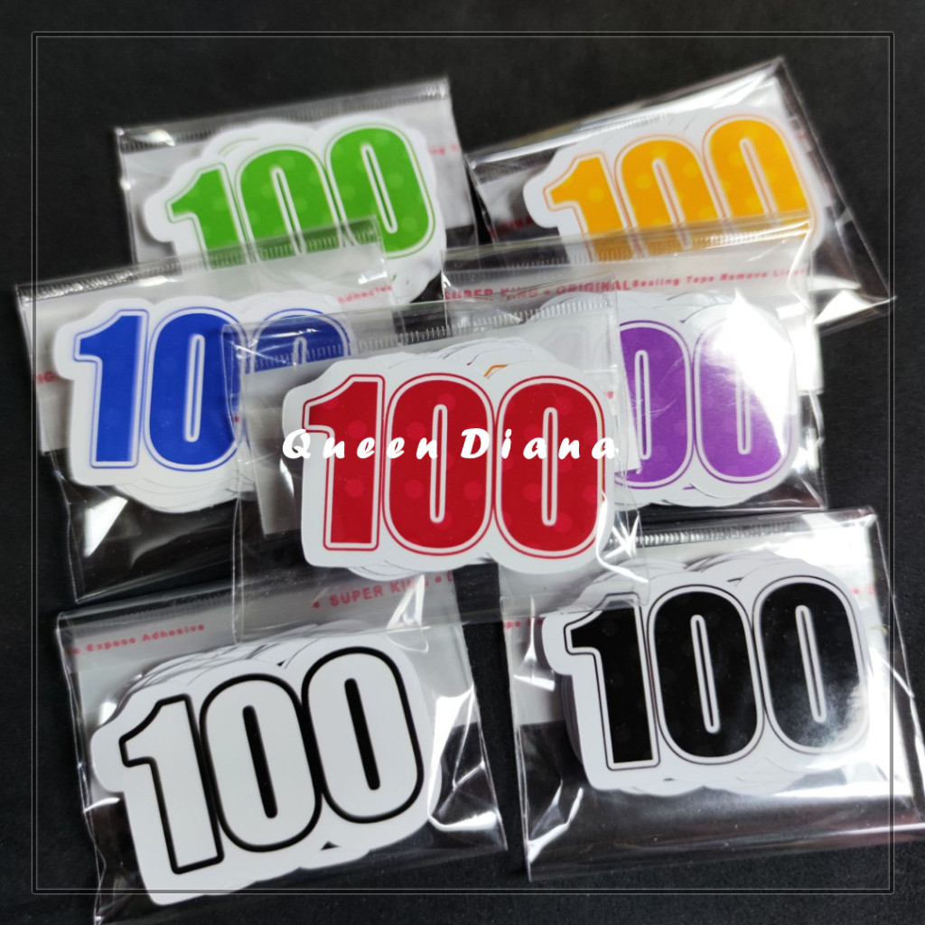 

Isi 100 Pcs Stiker Angka 1-1000 Sticker Glossy Super Cute Untuk Belajar