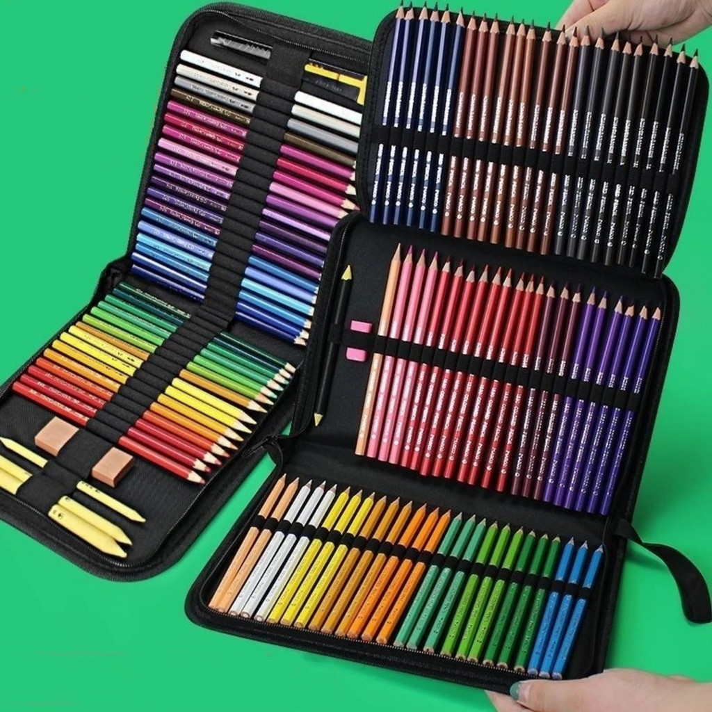 

36/48/72/120 Hole Pen Curtain Black Folding Pencil Case Color Pencil Insert Professional Painting Pencil Bag Student Stationery