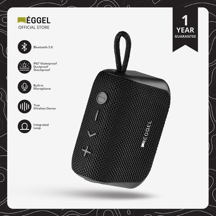 Eggel Fit 3 Waterproof Portable Bluetooth Speaker TWS - Hitam
