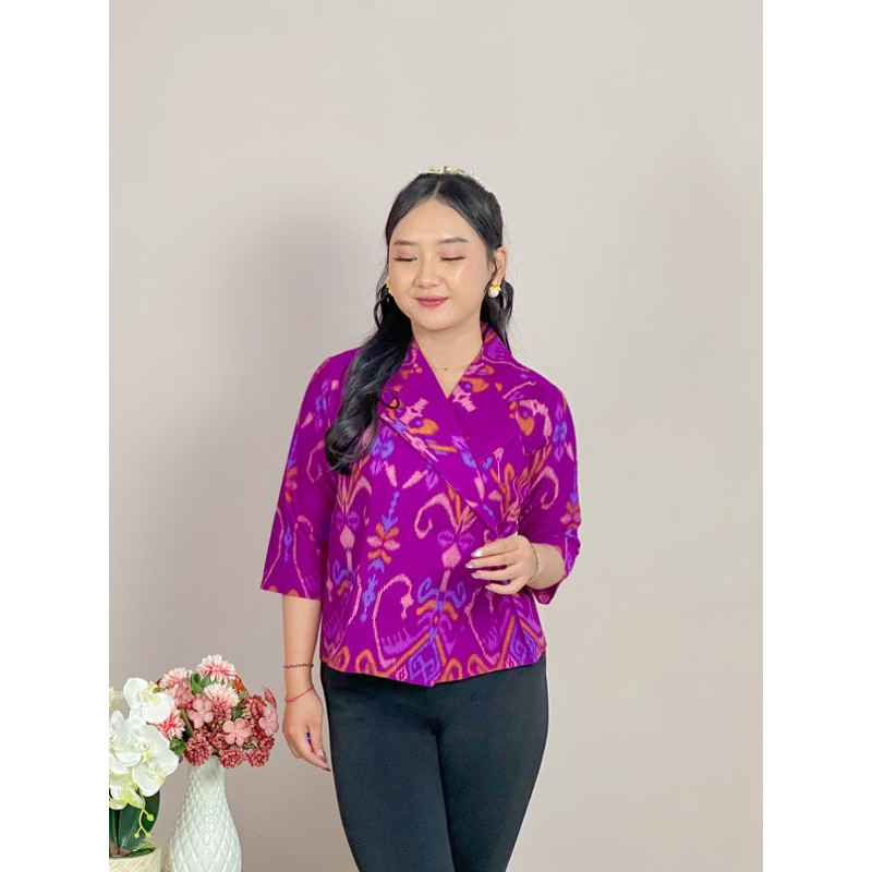 Blazer Endek Katun Bali Premium Kerah Lipat