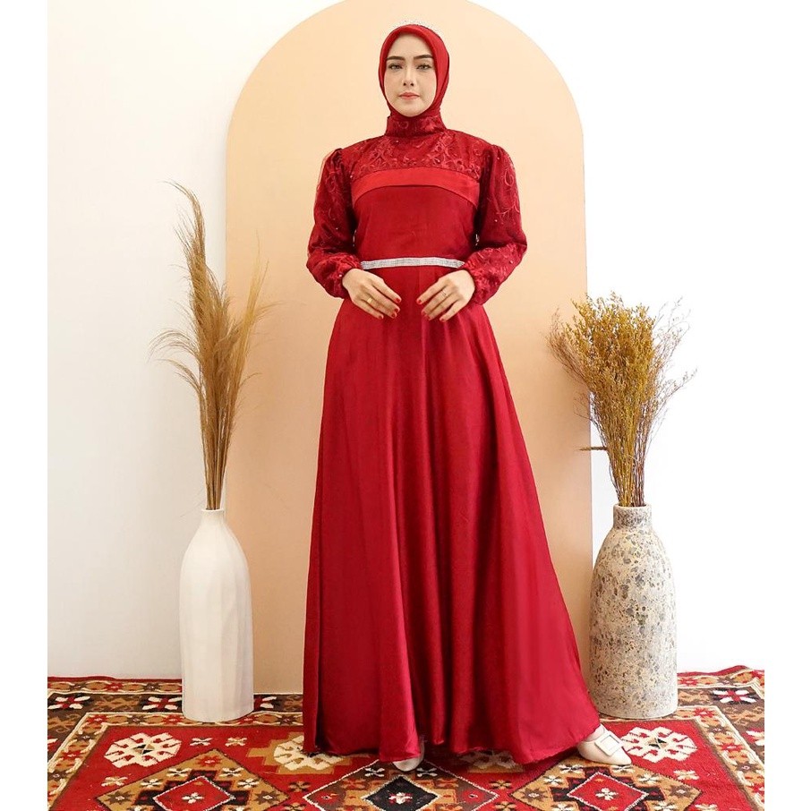 KINAN GAMIS MAXI DRESS PREMIUM MAXMARA SILK TILE / GAMIS PESTA / GAMIS KONDANGAN / MAXI PESTA / GAMI