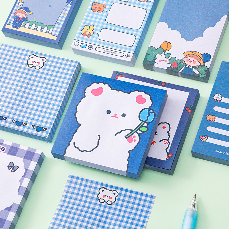 

80 Sheets Bear Sticky Notes Cute Cartoon Self-stick Memo Note Memo Pad For School Classroom Office Notebook Kawaii Stationery