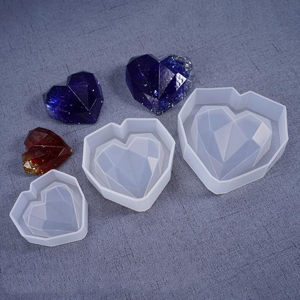 

3D Diamond Love Epoxy Resin Mould Silicone Mold Geometric Heart Shape Candle Decoration For DIY Epoxy Resin Soap Crafts Supplies