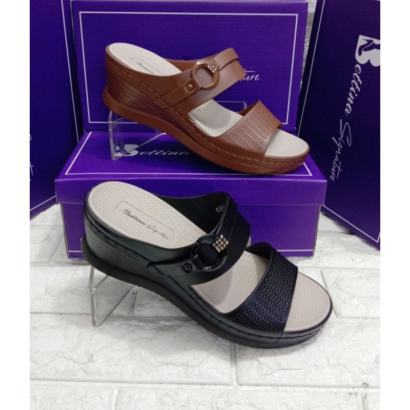 Sandal selop wedges import BETTINA bs Terbaru original