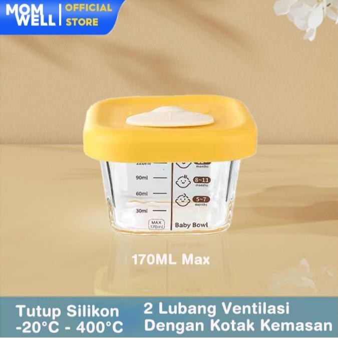 [TERLARIS] Momwell GFB07 Tempat Mpasi Kaca Dengan Tutup Silikon Wadah Penyimpanan Mpasi Baby Food Co